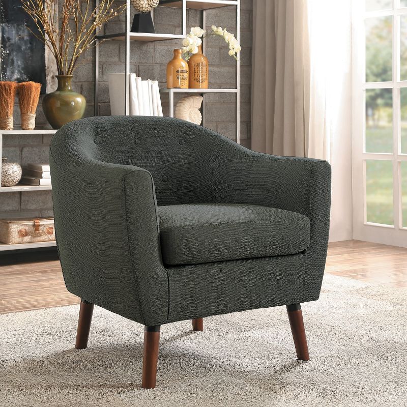 Homelegance 31 Inch Lucille Collection Classic Polyester Fabric Single Living Room Accent Barrel Chair, Gray
