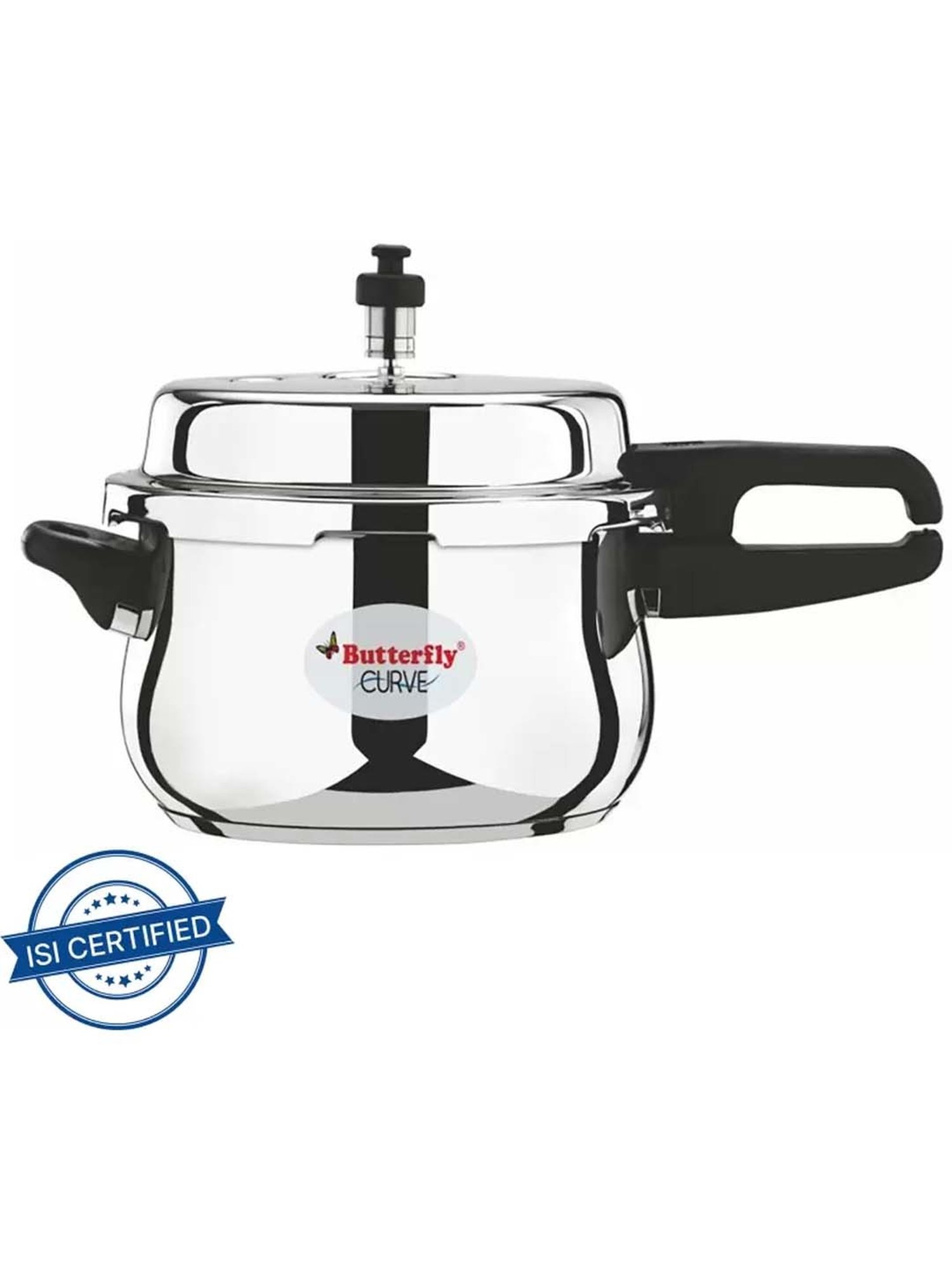Butterfly Silver Stainless Steel Induction Curve Pressure Cooker (5.5 L)