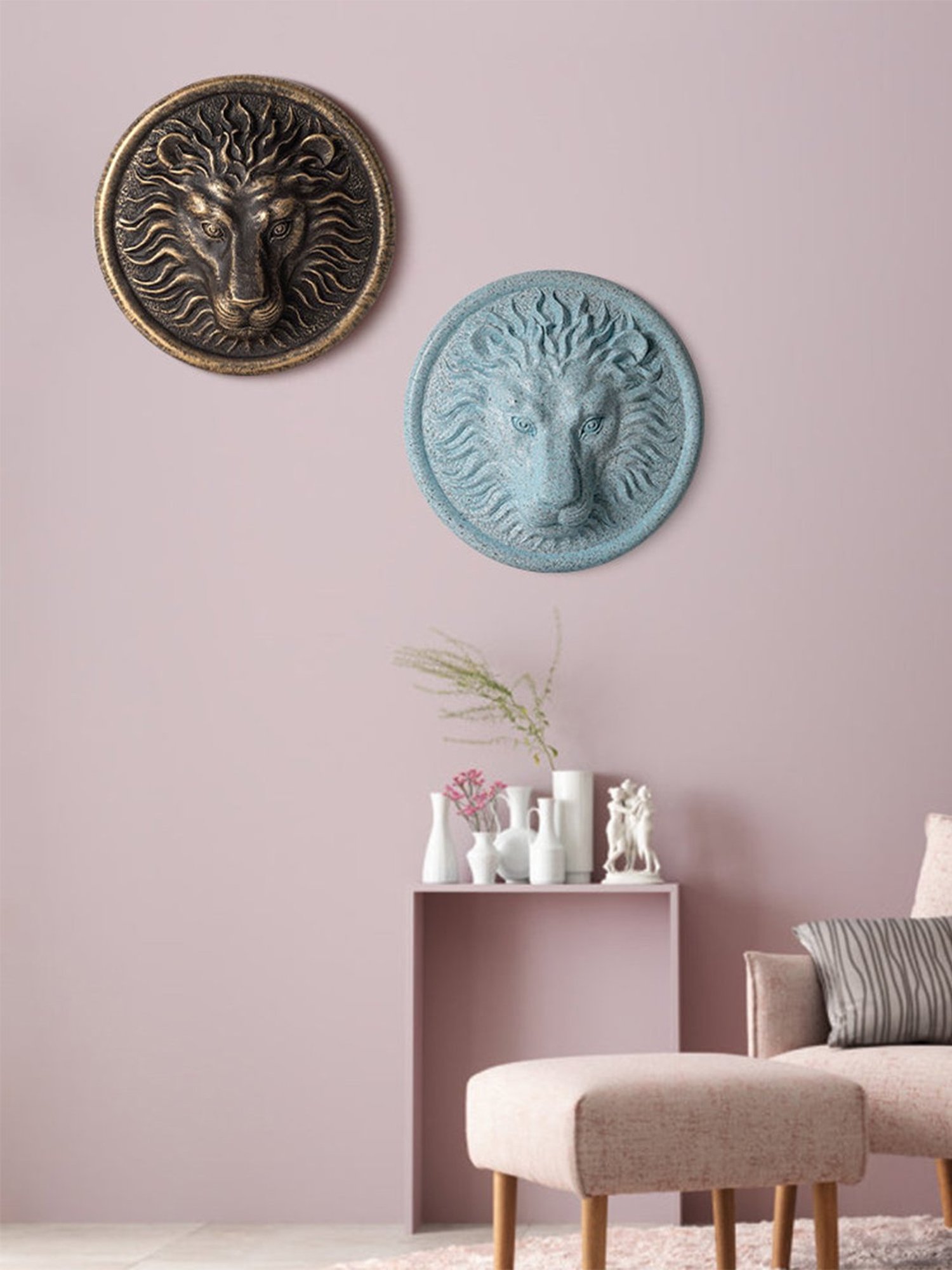 The Artment Blue Resin Surreal Lion Head Wall Art