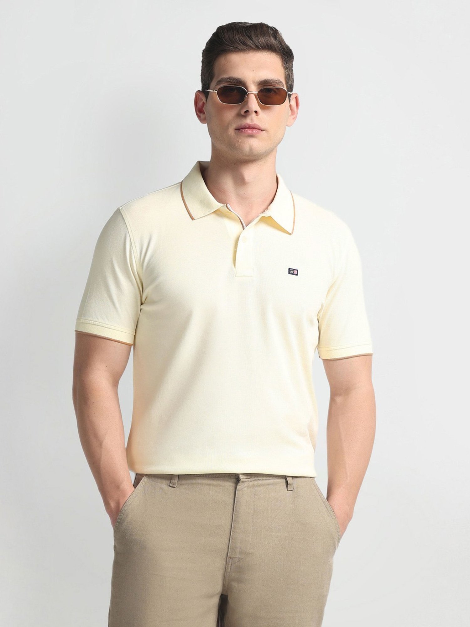 Arrow Sports White Cotton Regular Fit Polo T-Shirt