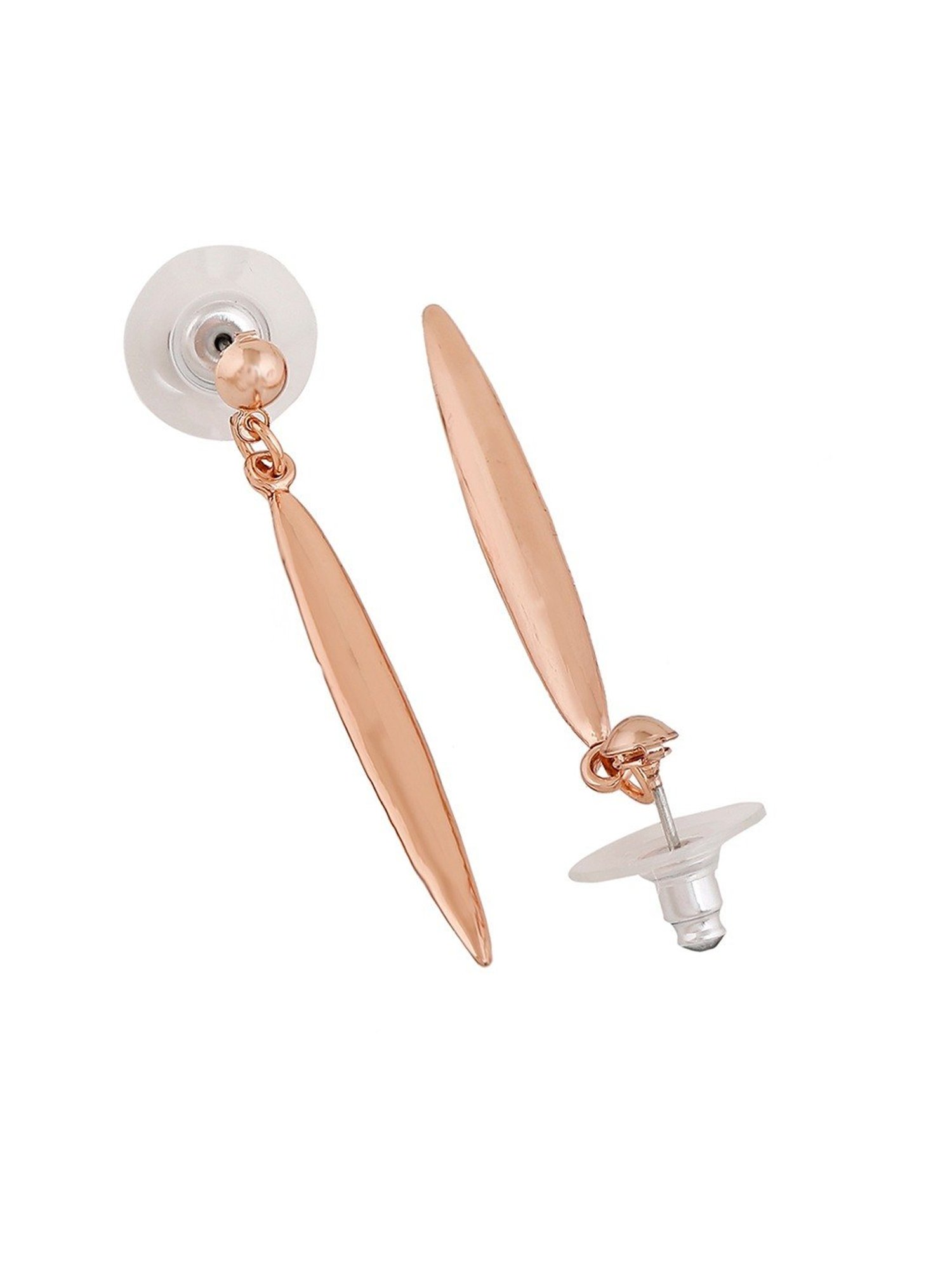 Estele Rose Gold-Plated Cone Designer Dangler Earrings