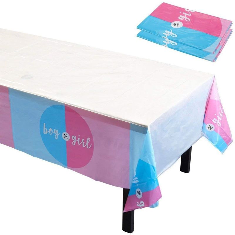 Blue Panda 3 Pack Boy or Girl Gender Reveal Party Table Cloth Cover Baby Shower Party Decorations