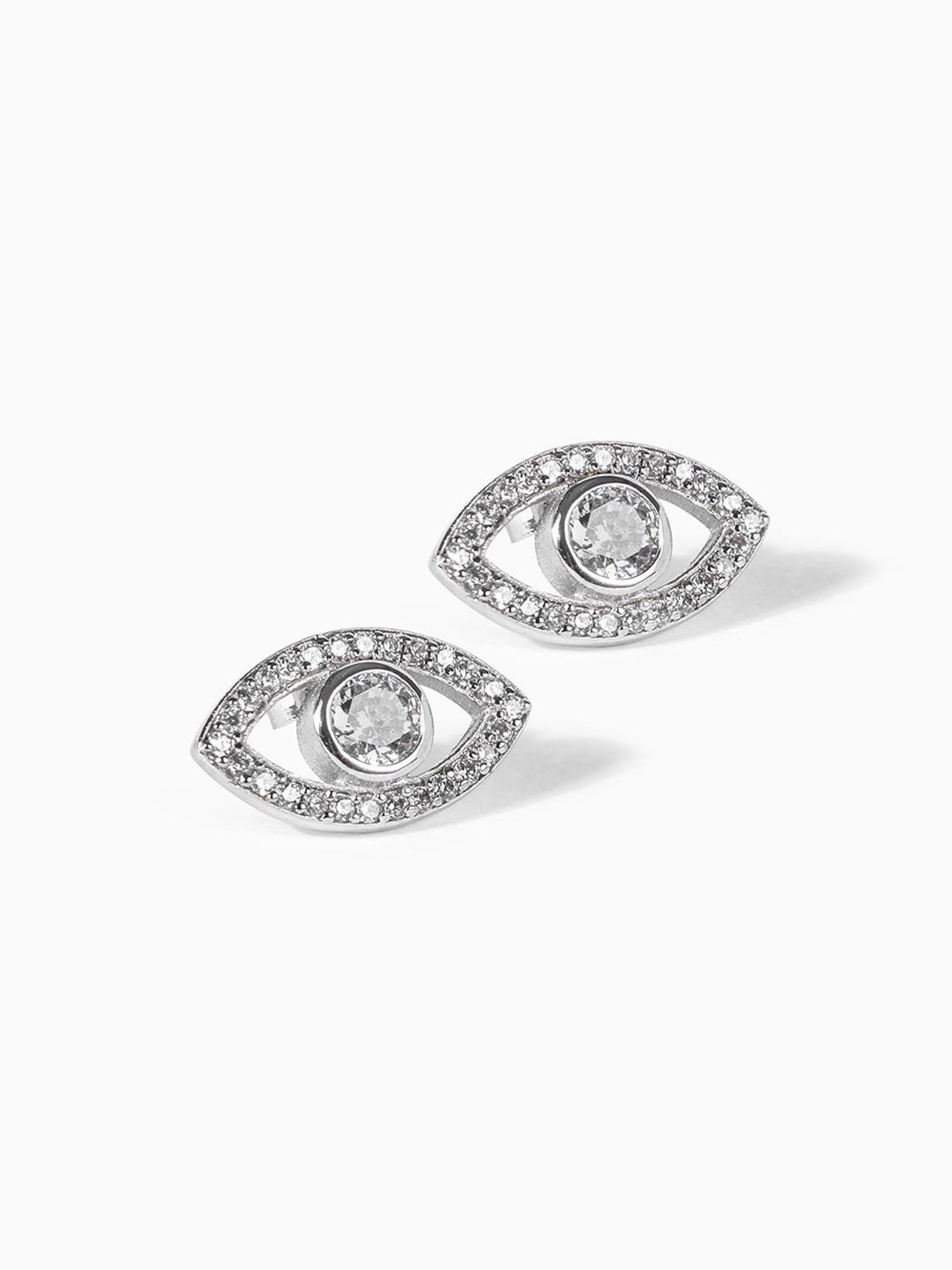 March by FableStreet Sterling Silver White Evil Eye Stud Earrings for Women