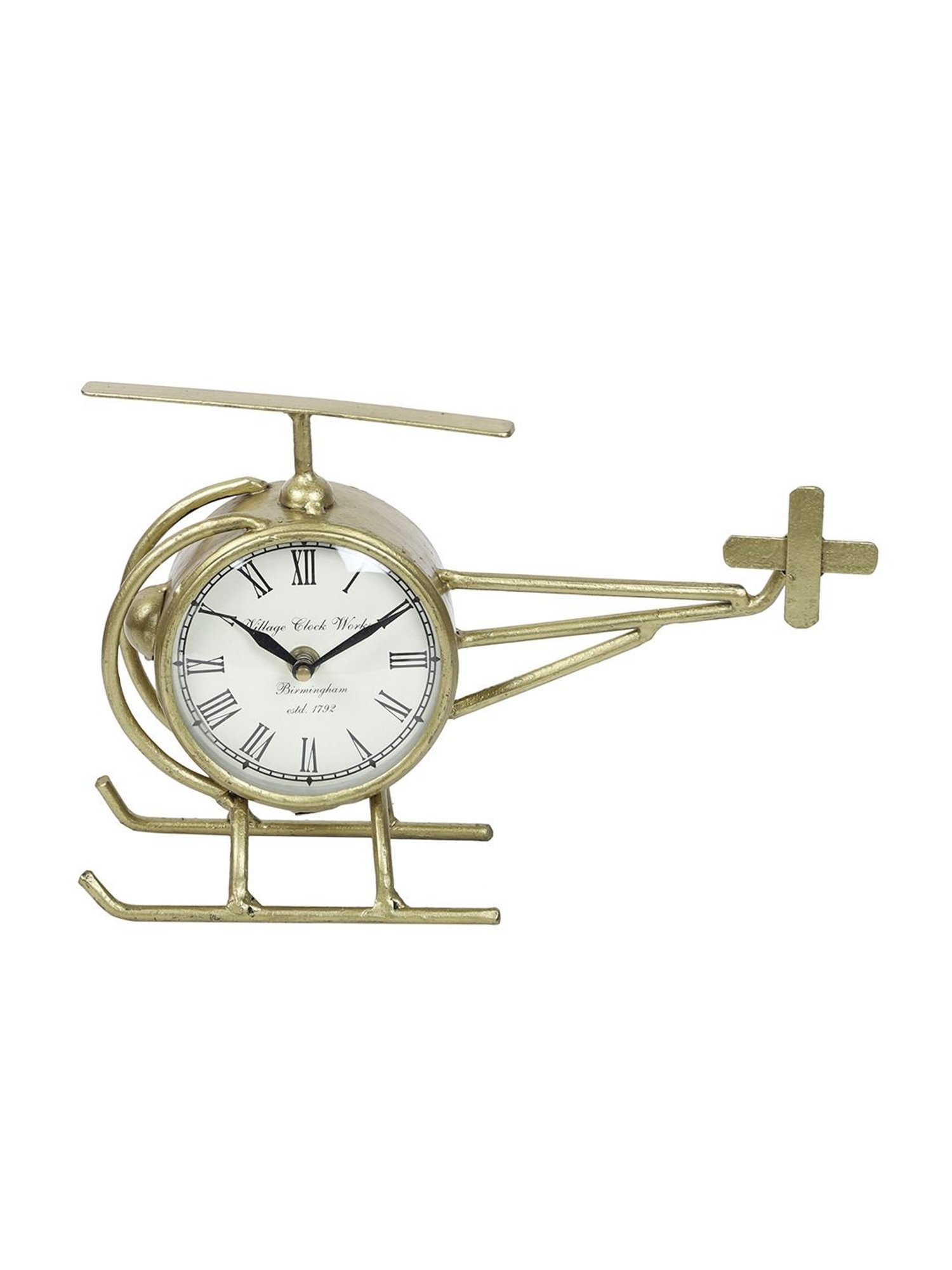 Aapno Rajasthan Gold Iron Helicopter Frame Table Clock
