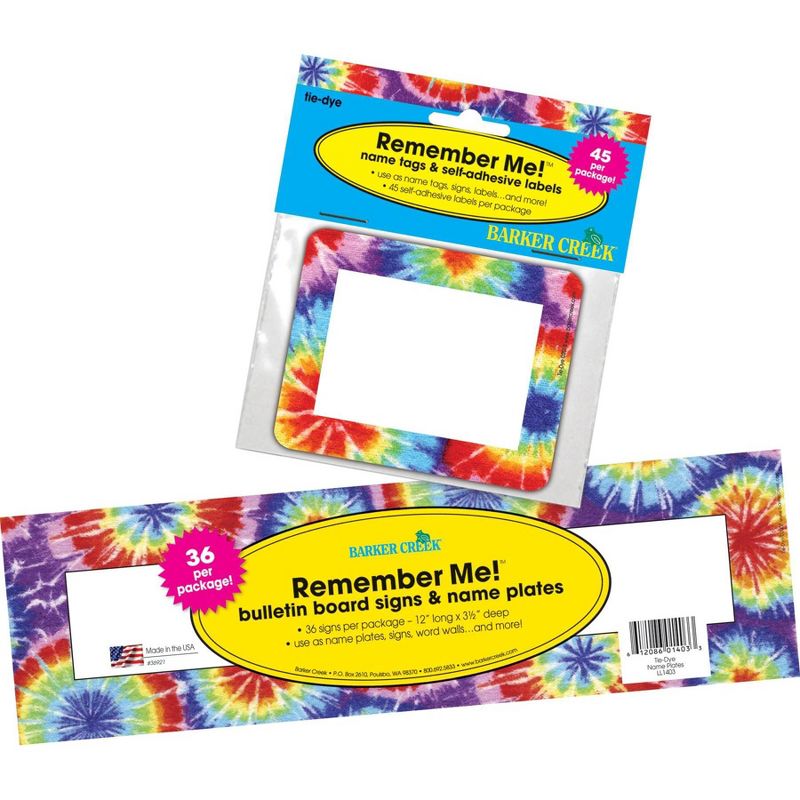 Barker Creek 81pc Tie Dye Nametag and Name Plate Set