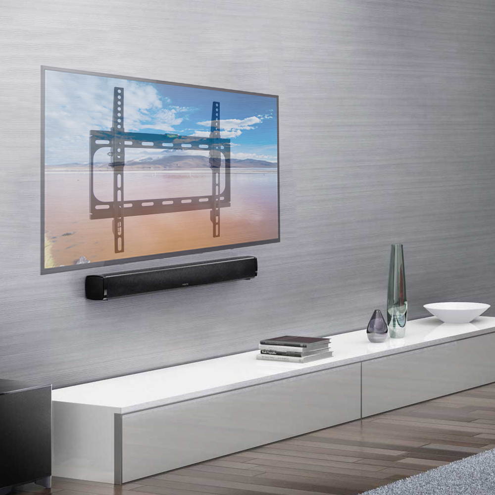 Tilt TV Wall Mount Bracket Fits 26-55" TV's 400x400 VESA Low Profile Ultra Slim including Bubble Level & 6ft. HDMI Cable &-(Black)- KORAMZI KWM989T