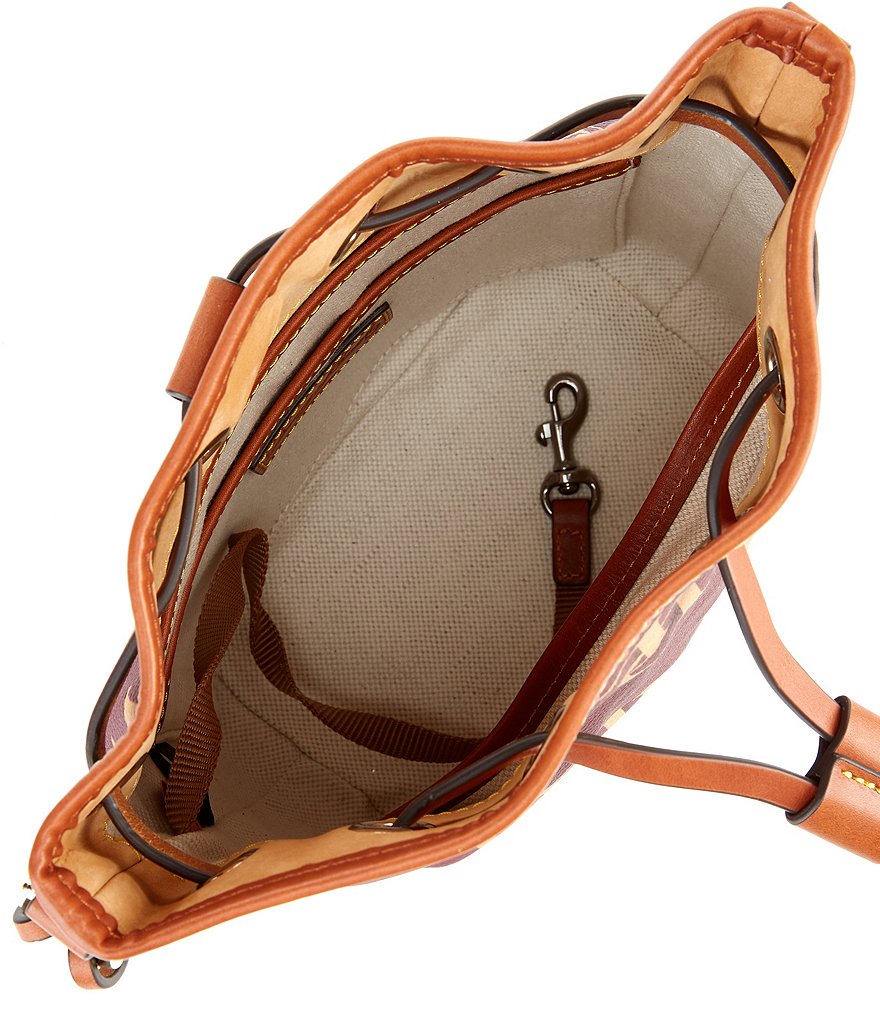 Dooney & Bourke Signature Monogrammed Collection Small Drawstring Bucket Bag
