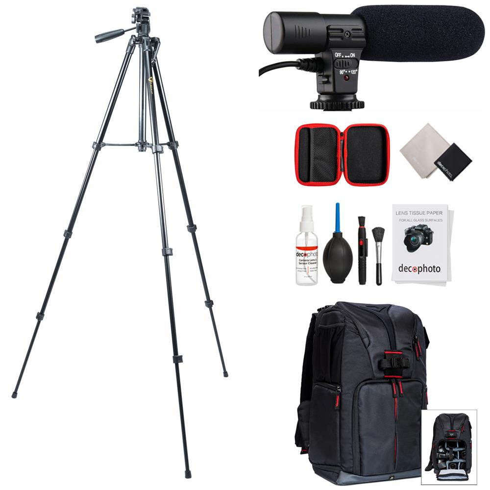 Vanguard VK 204AP 60" Video & Photography Tripod w/ Shotgun Microphone Bundle