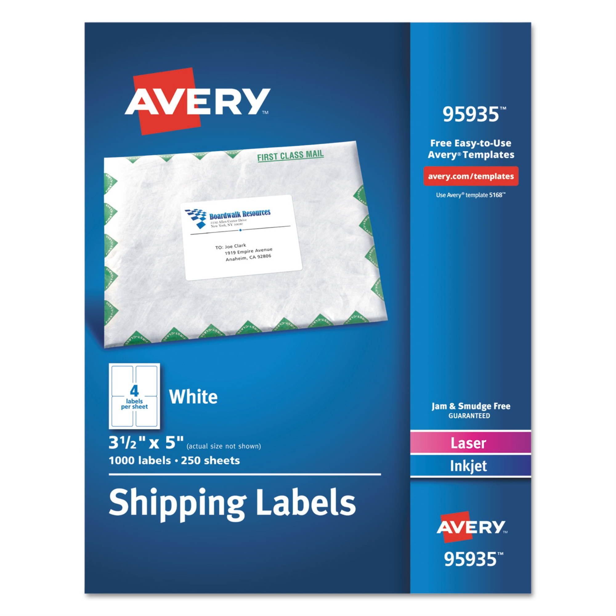 Avery White Shipping Labels-Bulk Packs ,LABEL,SHIP,3.5X5,1000,WH