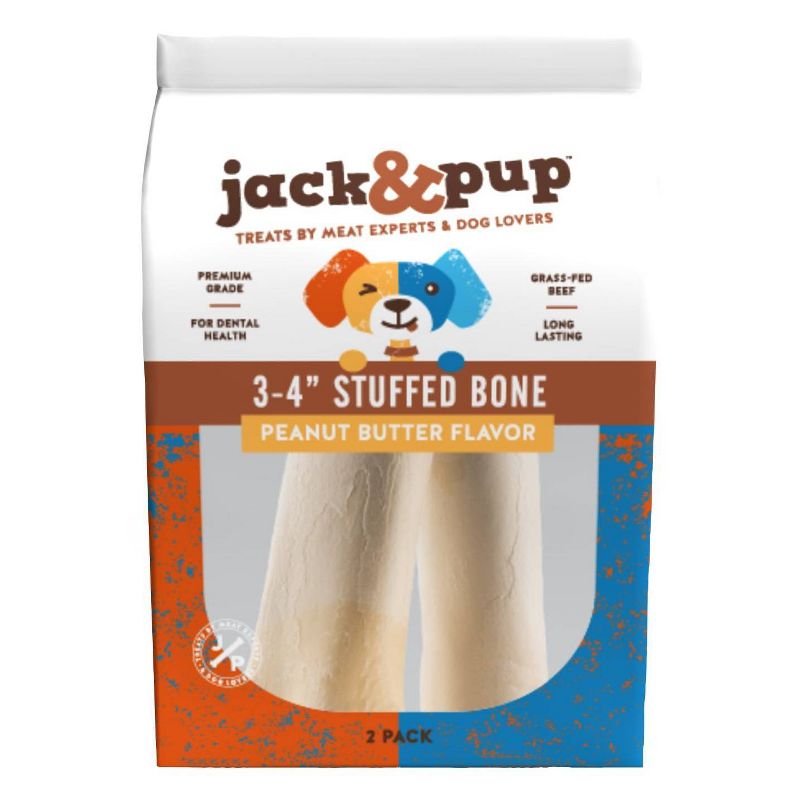 Jack&Pup Peanut Butter Stuffed Bone Dog Treats - 2pk