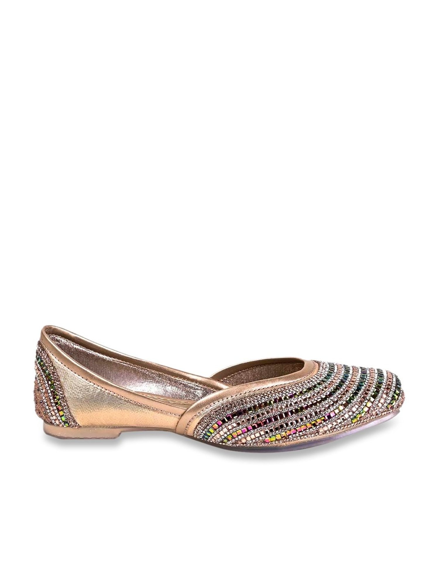 Jove Women's Rose Gold Ethnic Juttis