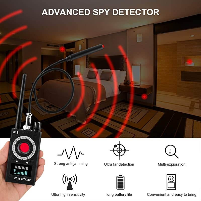 Camera DetectorsAnti Spy RF Detector Wireless Bug Finder GPS Tracker GSM Listening Device Laser Lens Magnetic Field Detectors with 3 Detection Modes