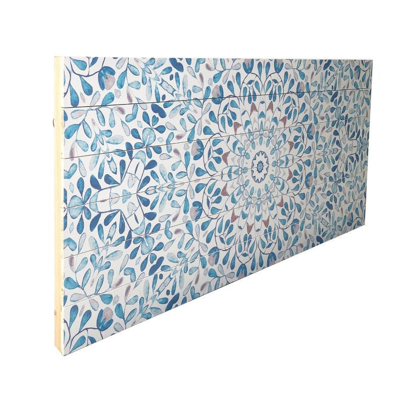 19" x 45" Ornate Pattern Print on Planked Wood Wall Sign Panel Blue - Gallery 57