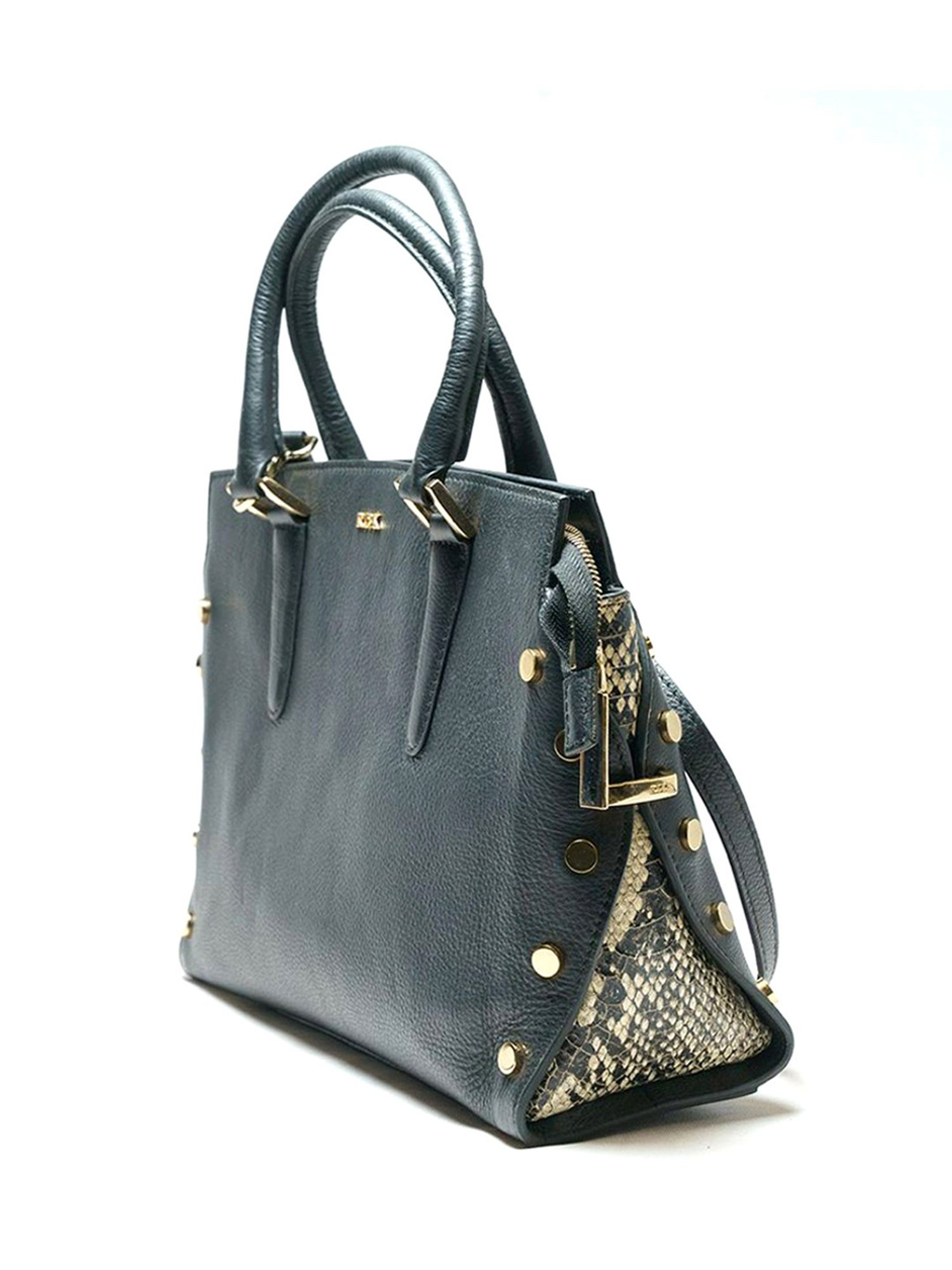 RI2K London Black Leather Medium Handbag