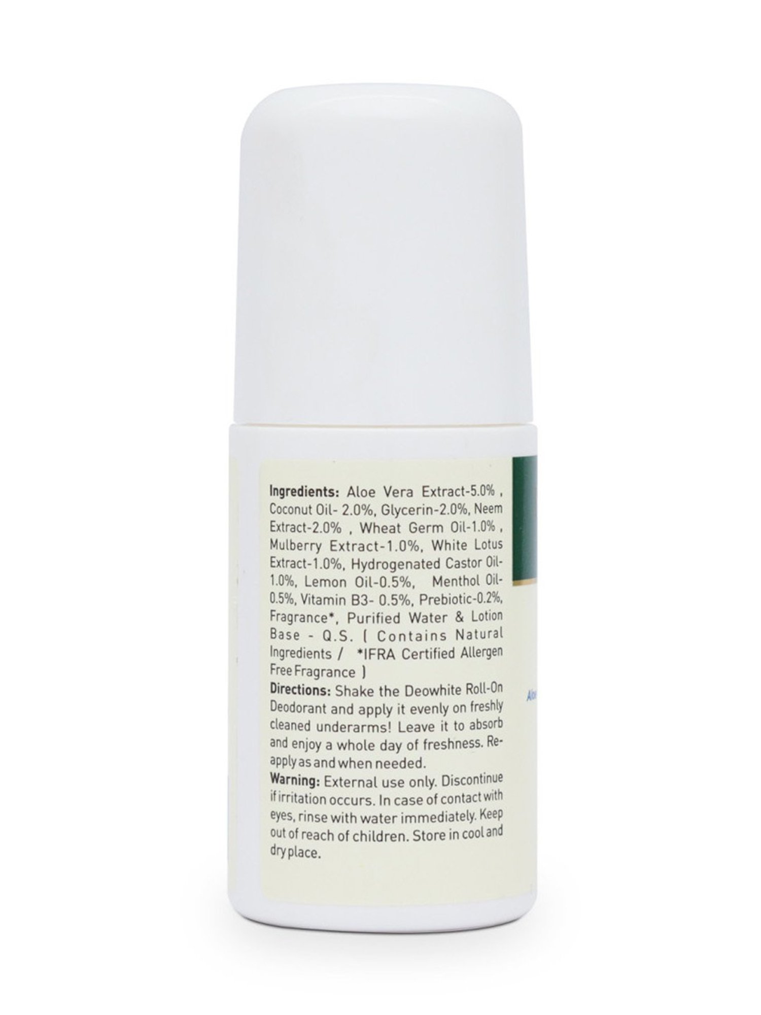 Bella Vita Organic Deo White Underarm Whitening Natural Roll On Deodorant for Women - 50 ml