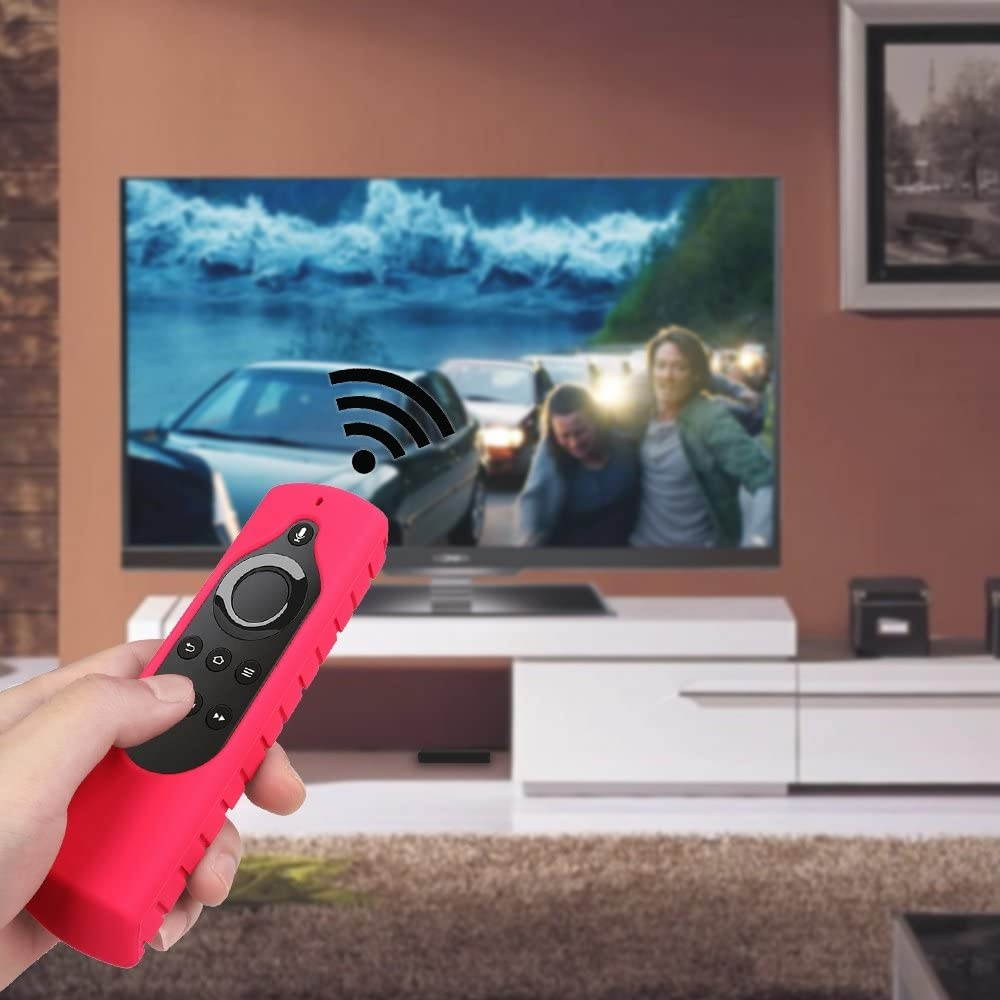 Fintie Silicone Case for 2nd Gen Fire TV Stick with 1st Gen Alexa Voice Remote, Compatible with Echo/Echo Dot Alexa Voice Remote - Honey Comb Series [Anti Slip] Shockproof Cover, Magenta