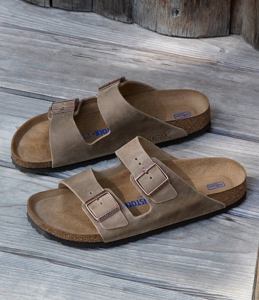 Birkenstock Arizona Men's Oiled Leather Soft Footbed Slip On Sandals