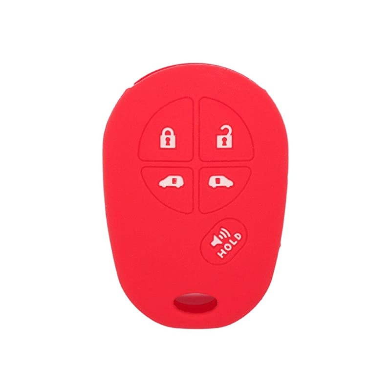 Silicone Cover Protector Case Holder Skin Jacket Compatible with TOYOTA Sienna 4+1 Button 5 Buttons Remote Key Fob CV4423 Red