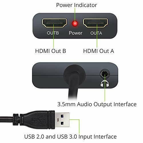 USB 3.0 to Dual HDMI Adapter,Compatible with Windows7/8/8.1/10,Compatible with ChromeBook,Compatible with MacBook,Support 3.5mm Jack Stereo Output,Can Expand 2 Different Display Screens.