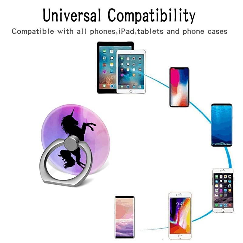 Phone Finger Ring Holder Stand with Car Mount for Smartphone and TabletKickstand 360 Rotation Grip Stand Blue Pink Purple Nebula Unicorn