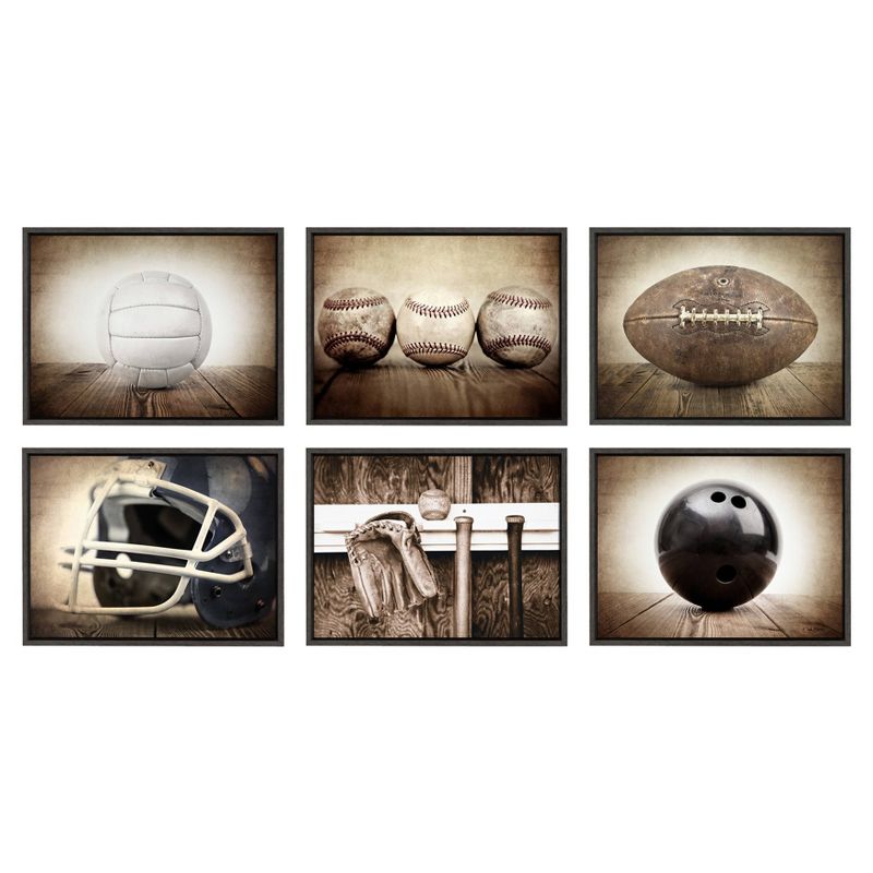 18" x 24" Sylvie Ball In The Dugout Framed Canvas by Shawn St. Peter Gray - DesignOvation