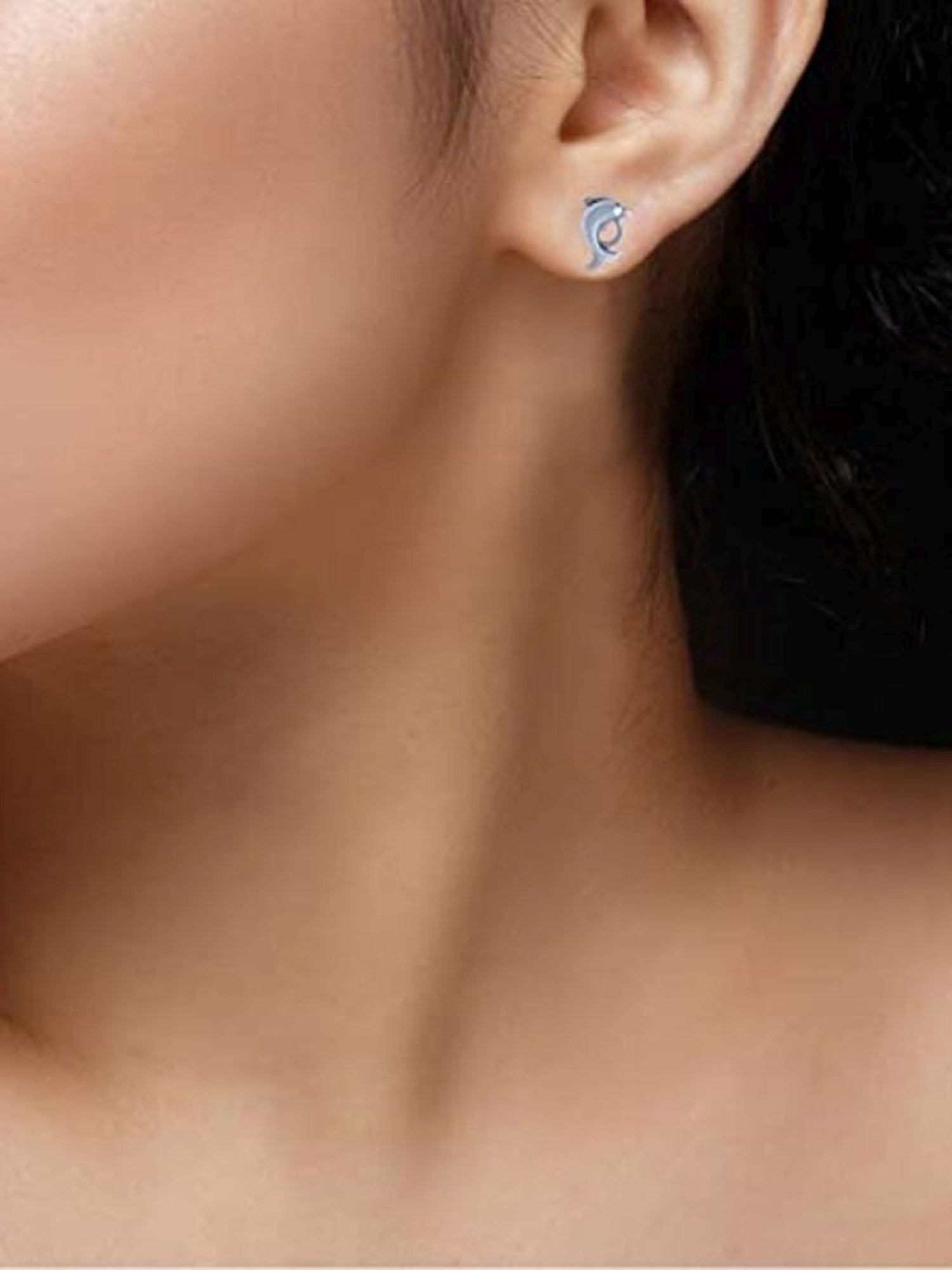 Rihi by P.C. Chandra Jewellers 92.5 Sterling Silver Dolphin Stud Earrings for Women & Girls