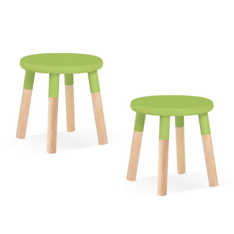 Set of 2 Peewee Wood Veneer Kids' Chairs Maple/Green - Nico & Yeye