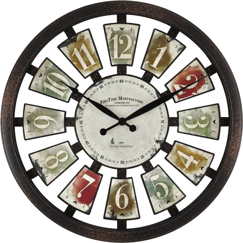 20" Metal Cut Out Roman Numeral Wall Clock Black - Patton Wall Decor