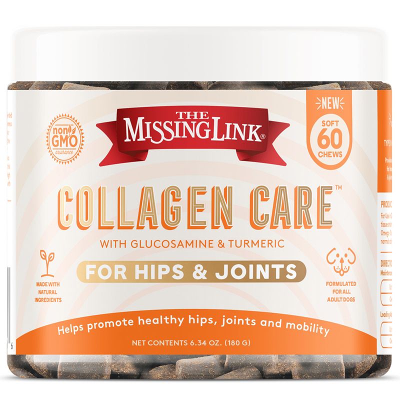 The Missing Link Collagen CareTM Hips & Joint, Promote Health Hips and Mobility, Soft Chew Supplements for Adult Dogs, 60 Count