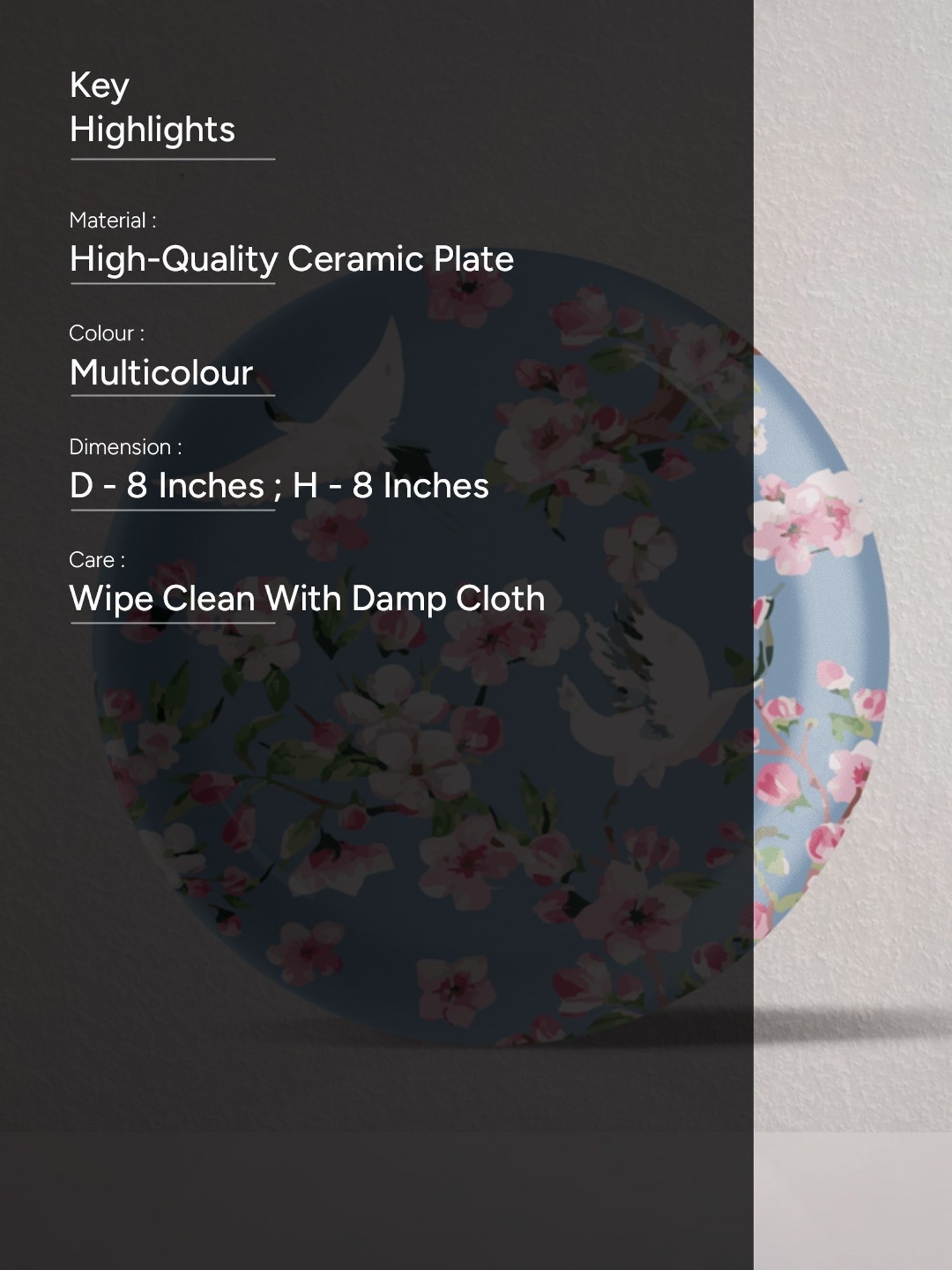 Nestroots Victorian Flora Printed Multicolor Porcelain Wall Plate