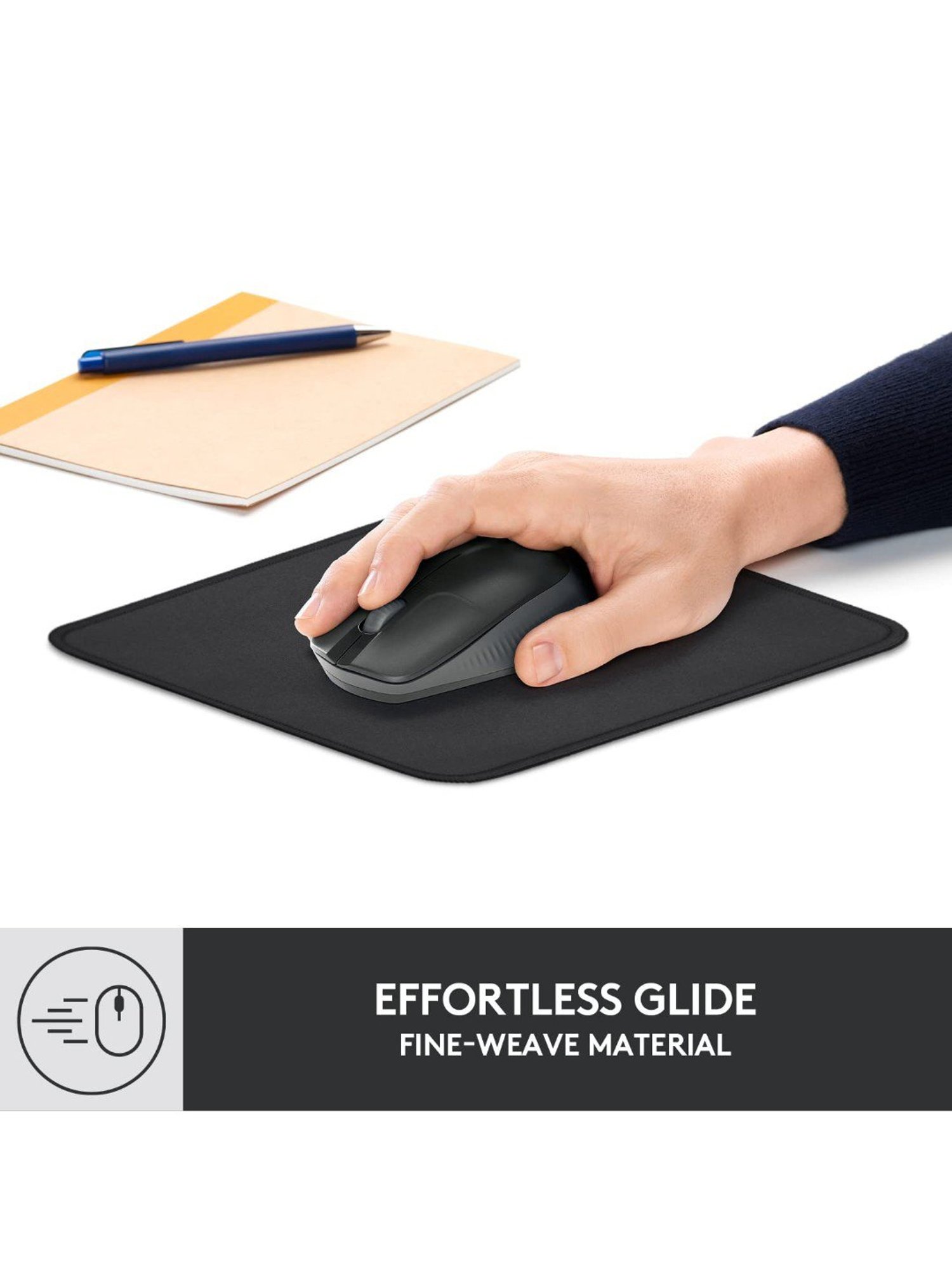 Logitech Mouse Pad - Studio Series, Computer Mouse Mat with Anti-Slip Rubber Base (Graphite Black)