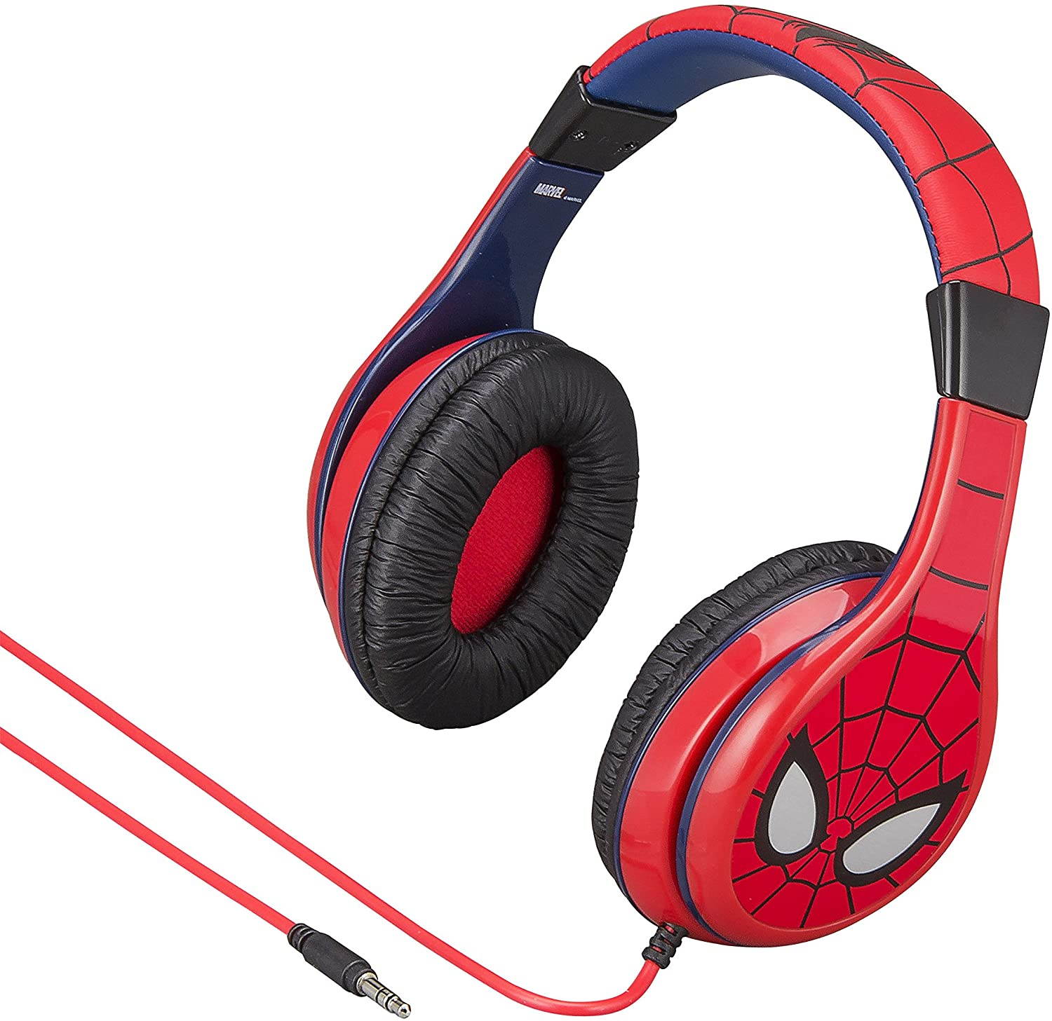 Spider Man Kids Headphones, Adjustable Headband, Stereo Sound, 3.5mm Jack, Wired Headphones for Kids, Tangle-Free, Volume Control, Foldable, Childrens Headphones Over Ear Packaging