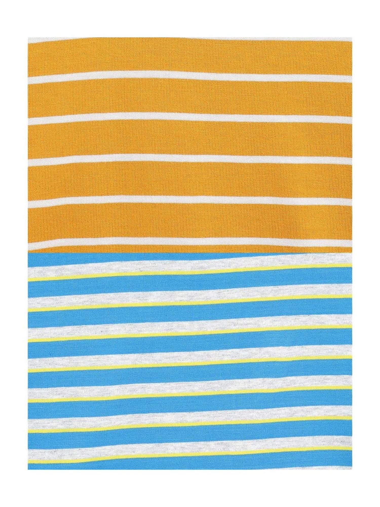 Campana Boys Blue & Yellow Cotton Striped T-Shirt