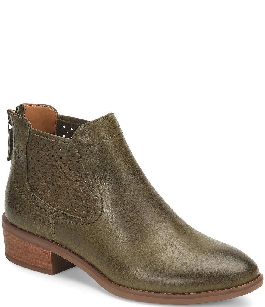 Comfortiva Cadwin Perforated Leather Block Heel Chelsea Booties