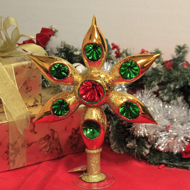 Morawski 13.25" Gold Starlight Tree Topper Finial Reflector Centerpiece  -  Tree Ornaments