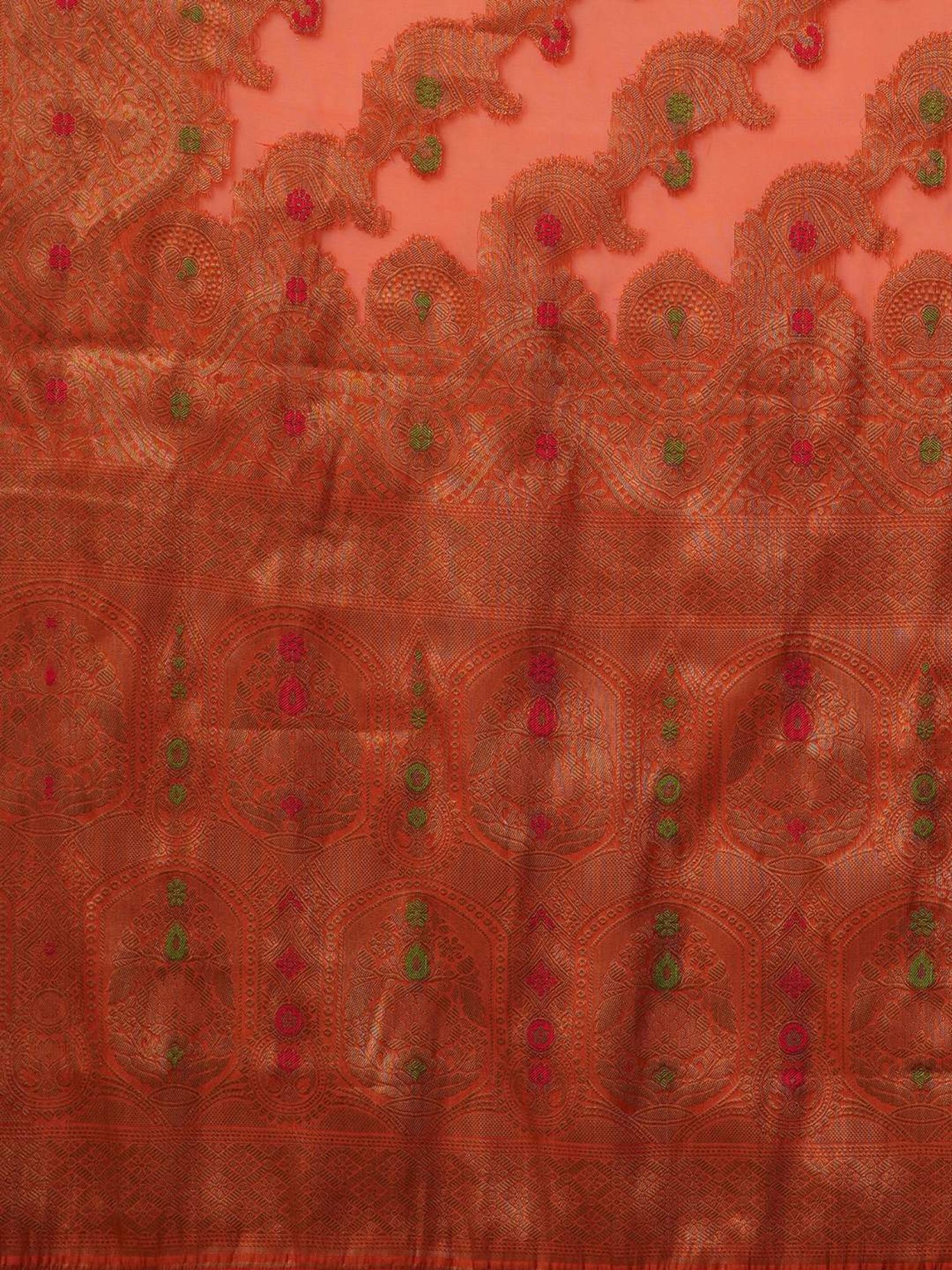 Saree Mall Orange Woven Saree With Unstitched Blouse