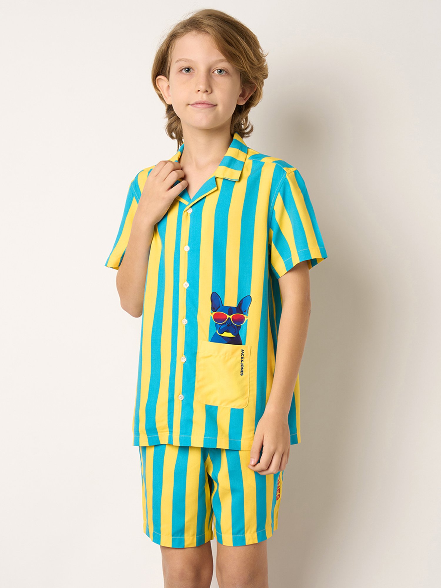 Jack & Jones Junior Boys Yellow & Blue Striped Shirt