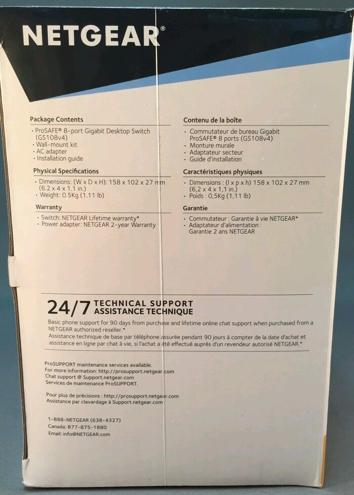 NetGear ProSafe GS108 8-Ports Gigabit External Ethernet Switch