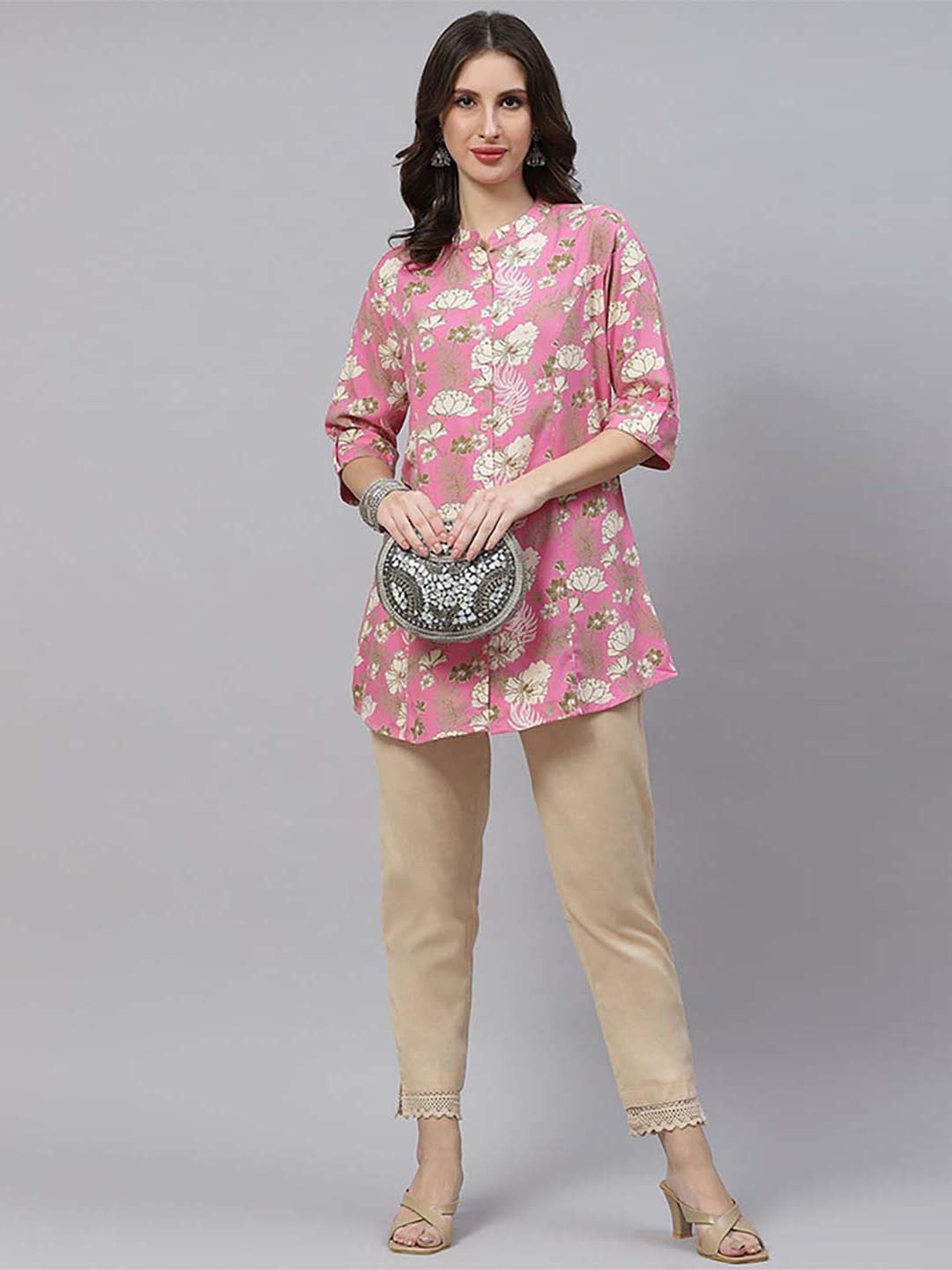 Divena Pink Floral Print Tunic