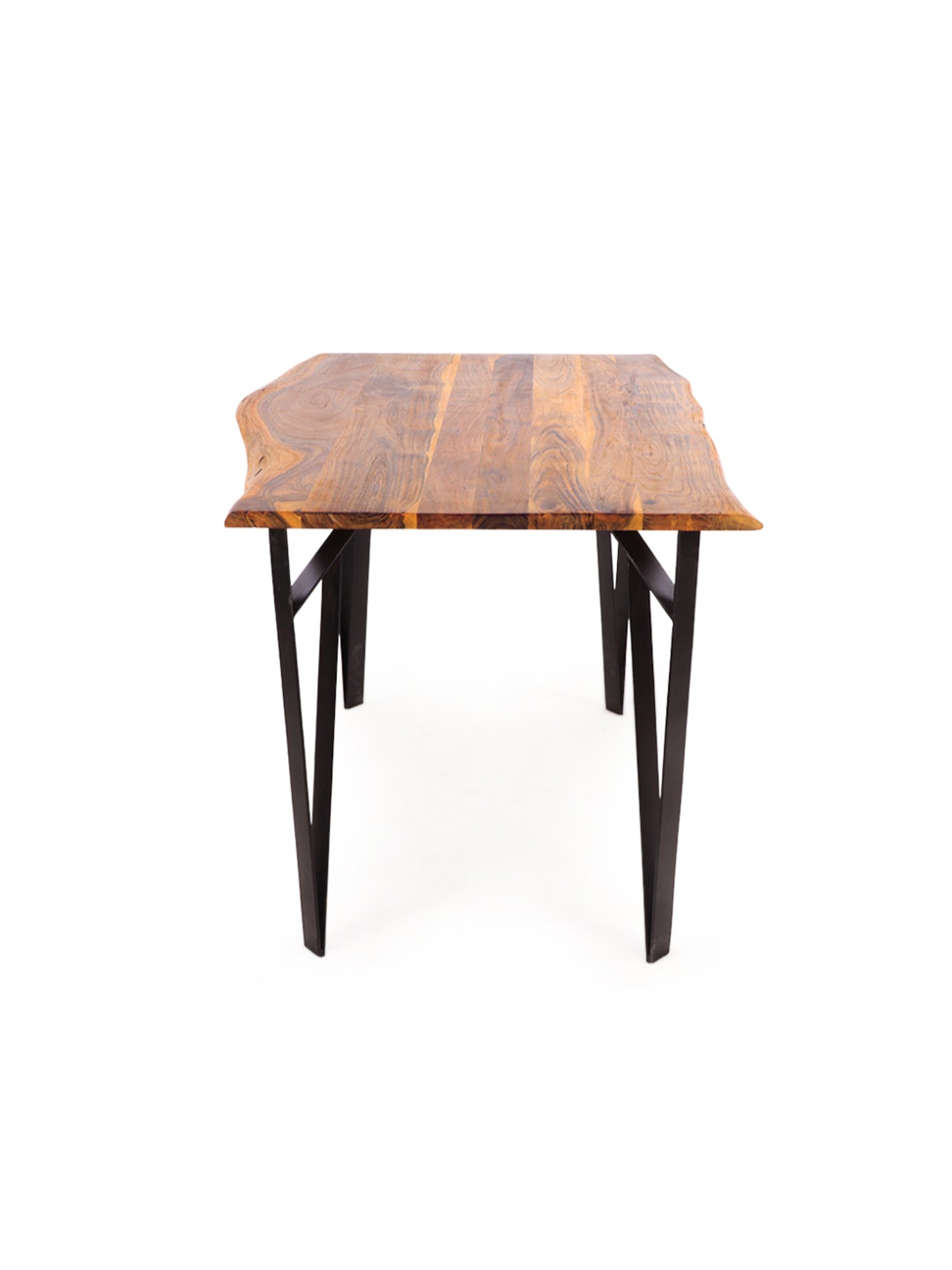 ExclusiveLane Raw Edges Beige Acacia Wood Handcrafted 4 Seater Dining Table Natural Finish