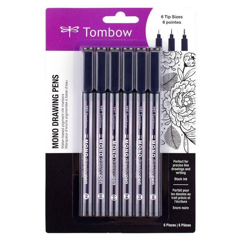 6ct MONO Drawing Pens Black - Tombow