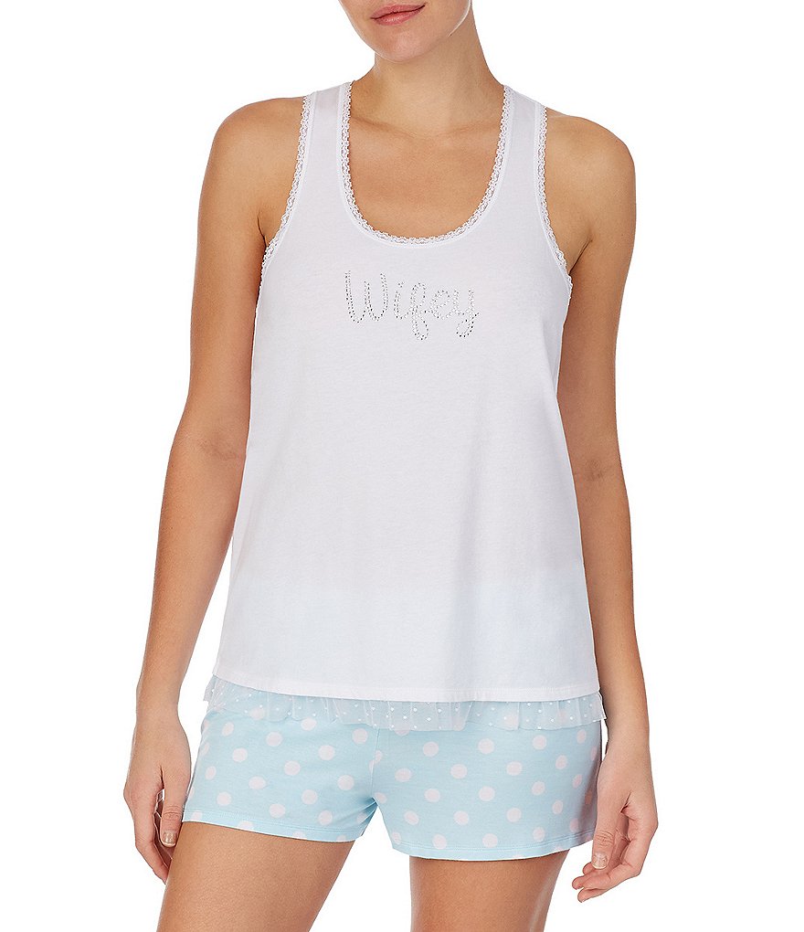 Kensie Rhinestone Wifey Jersey Knit Sleep Tank