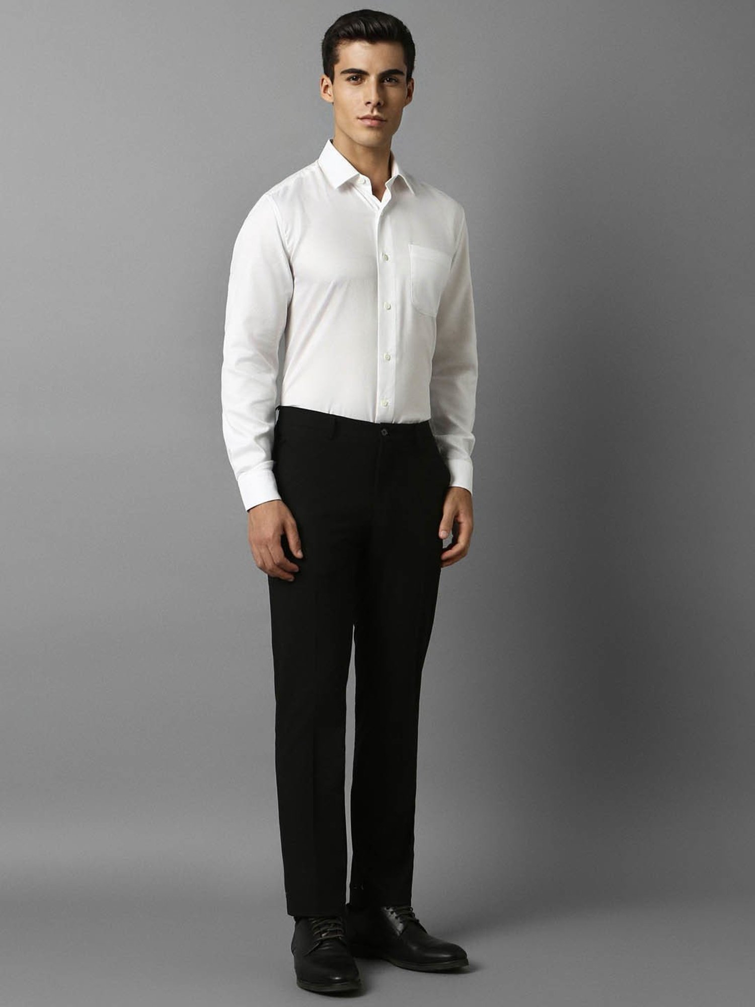 Louis Philippe Black Slim Fit Checks Trousers
