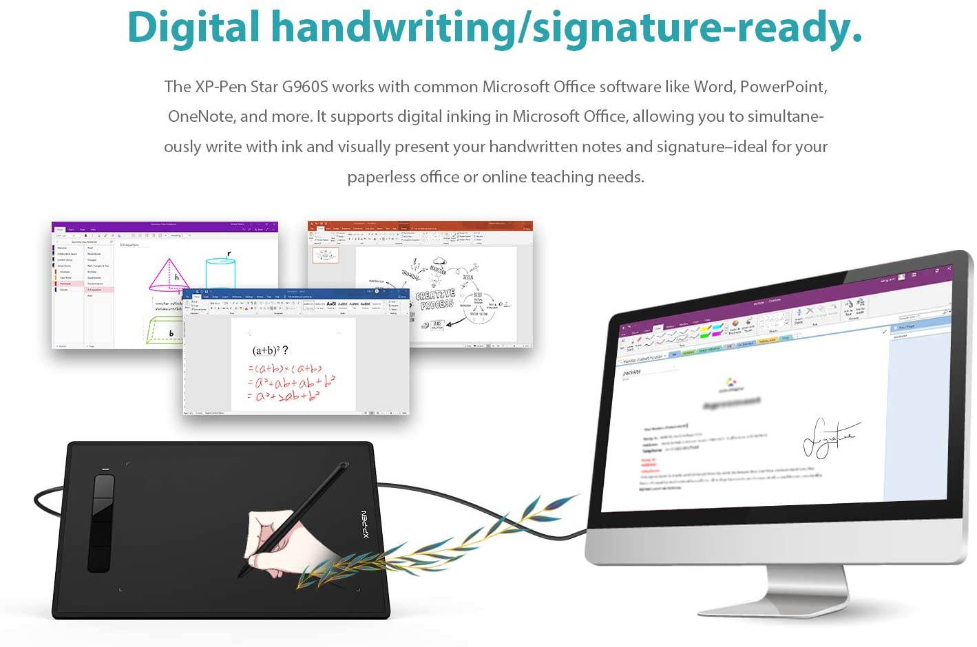 XP-PEN Star G960S Graphics Drawing Tablet 9 x 6 inch with 8192 Levels Pressure Sensitivity Tilt Support Passive Pen 4 Shortcut Keys