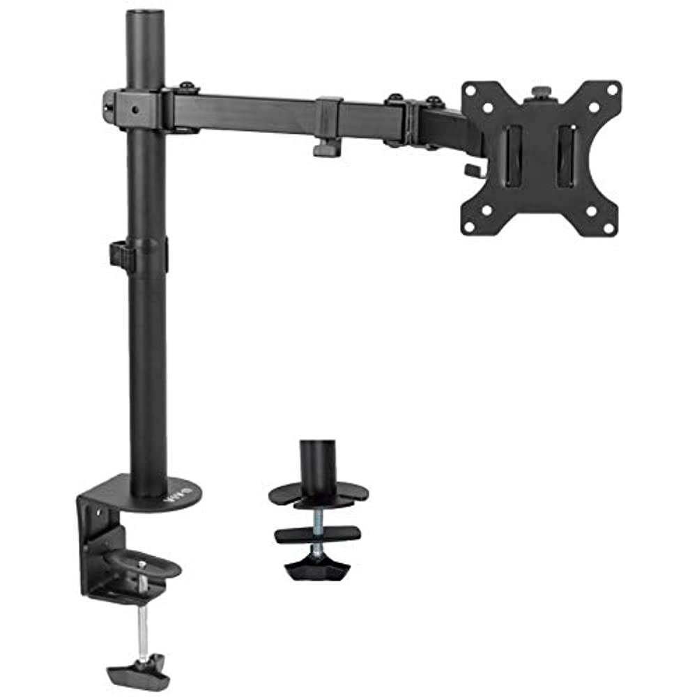 VIVO Full Motion Single VESA Monitor Desk Mount Stand with Double Center Arm Joint | For 13" to 32" Screens (STAND-V101)