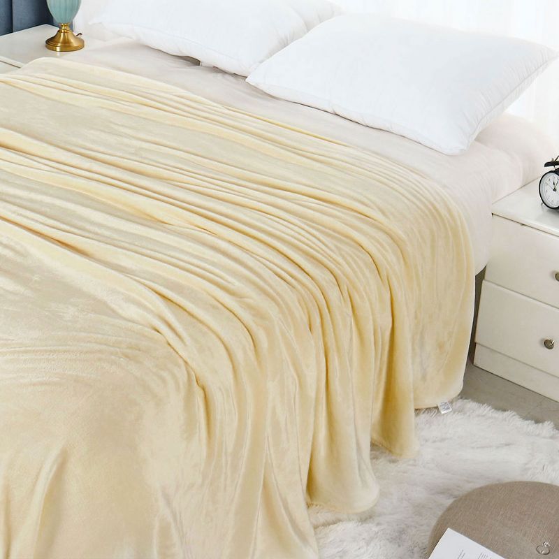 1 Pc Queen Faux Fur Lambswool Reversible Plaid Pattern Bed Blankets Purple  - PiccoCasa