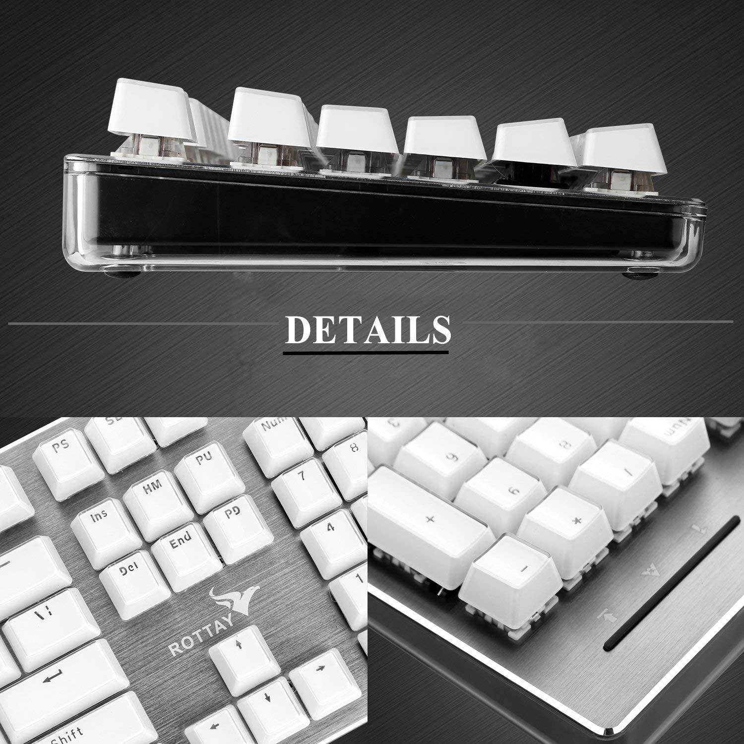 RGB Mechanical Keyboard, Rottay 16.8 Million RGB Backlit Wired Mechanical Gaming Keyboard with Brown Switches 104-Key Anti-ghosting and Fully Programmable for PC&Mac Gamers and Typist