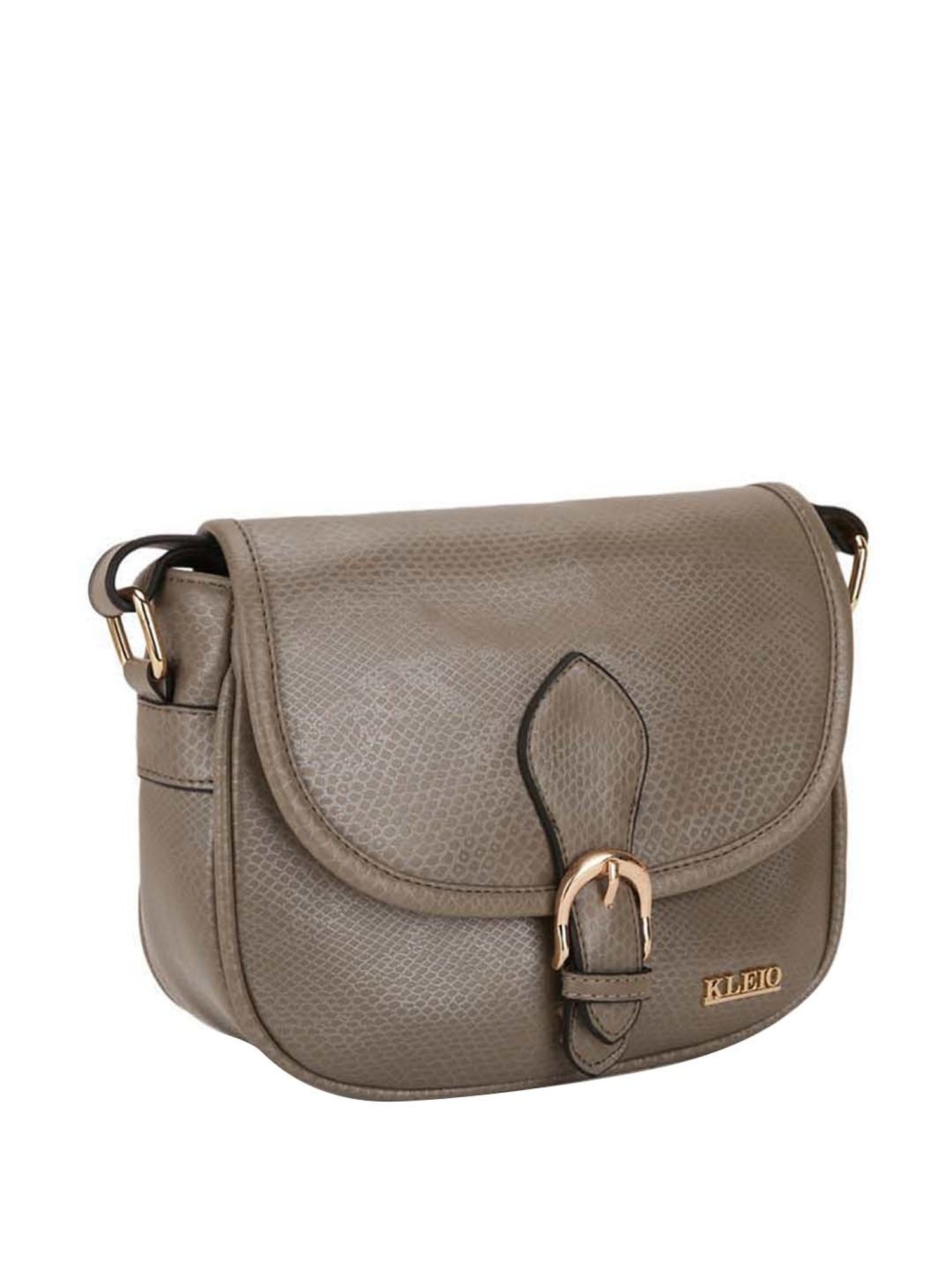 KLEIO Grey Textured Medium Sling Handbag