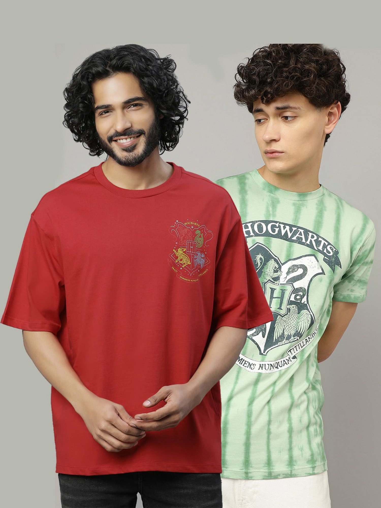 Free Authority Red & Green Regular Fit Harry Potter Print T-Shirt - Pack of 2