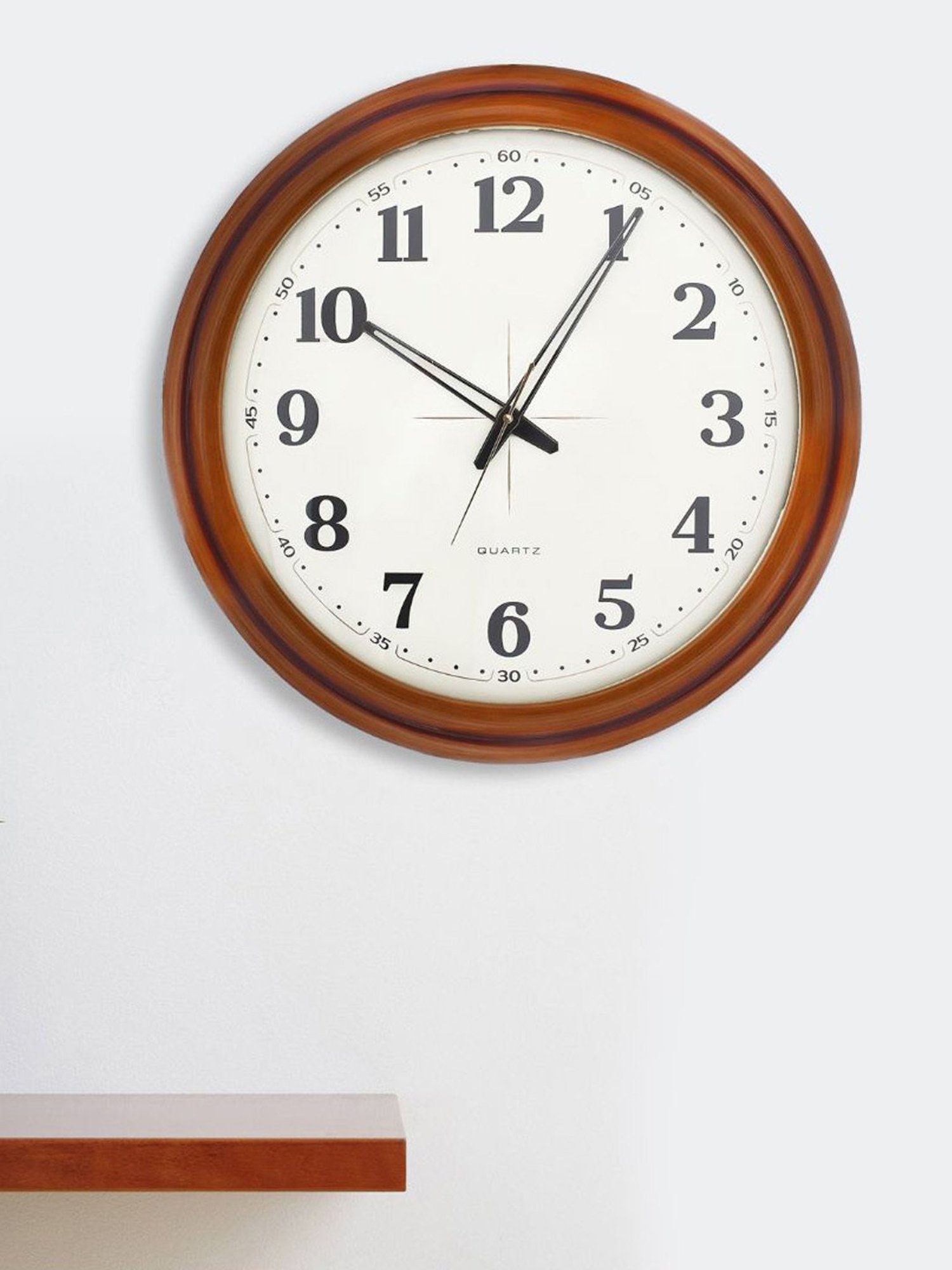 CHRONIKLE Elegant Round Brown Wood Wall Clock
